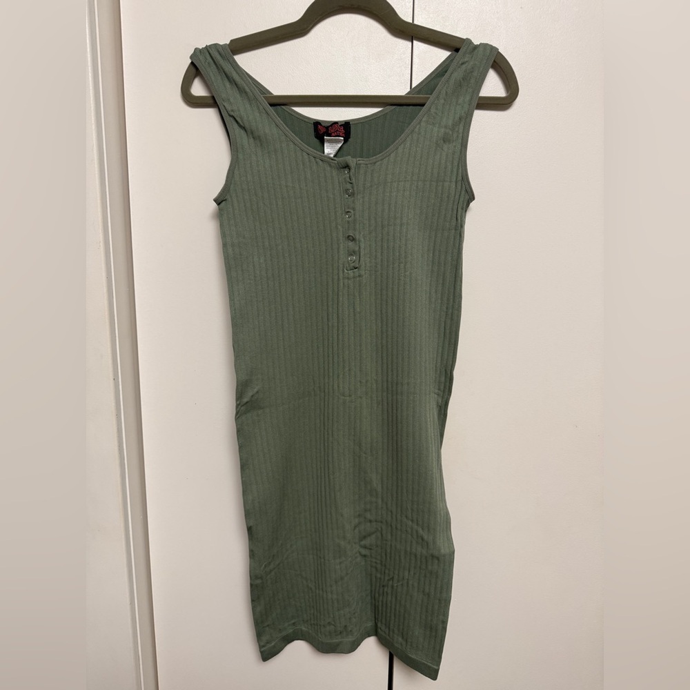 Love Nation Sage Ribbed Henley Crop Tank or mini dress stretchy L/XL